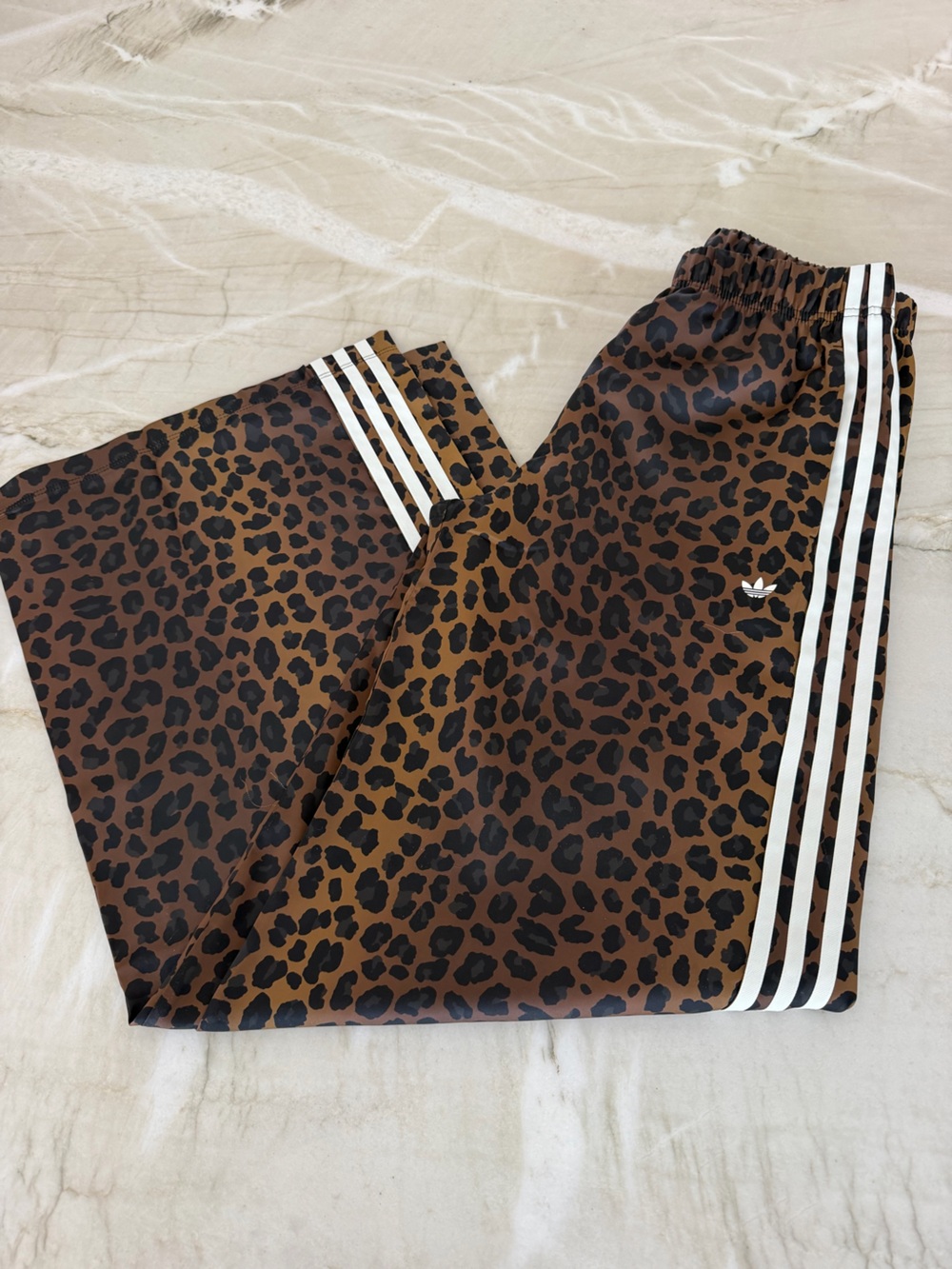 adidas Originals Women's Wide Leg Satin Animal Print Joggers - Picture 3 of 6